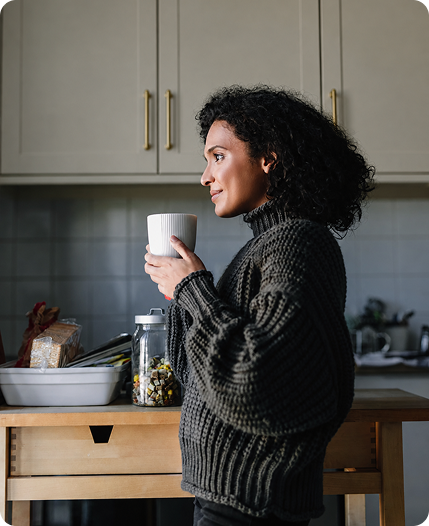 Lady drinking coffee