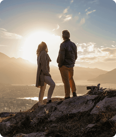 Couple looking over the mountain