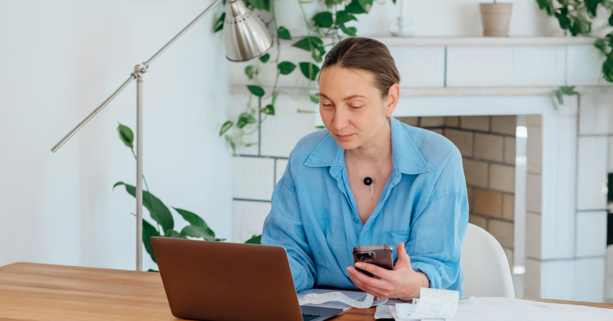 Woman smiling and reading