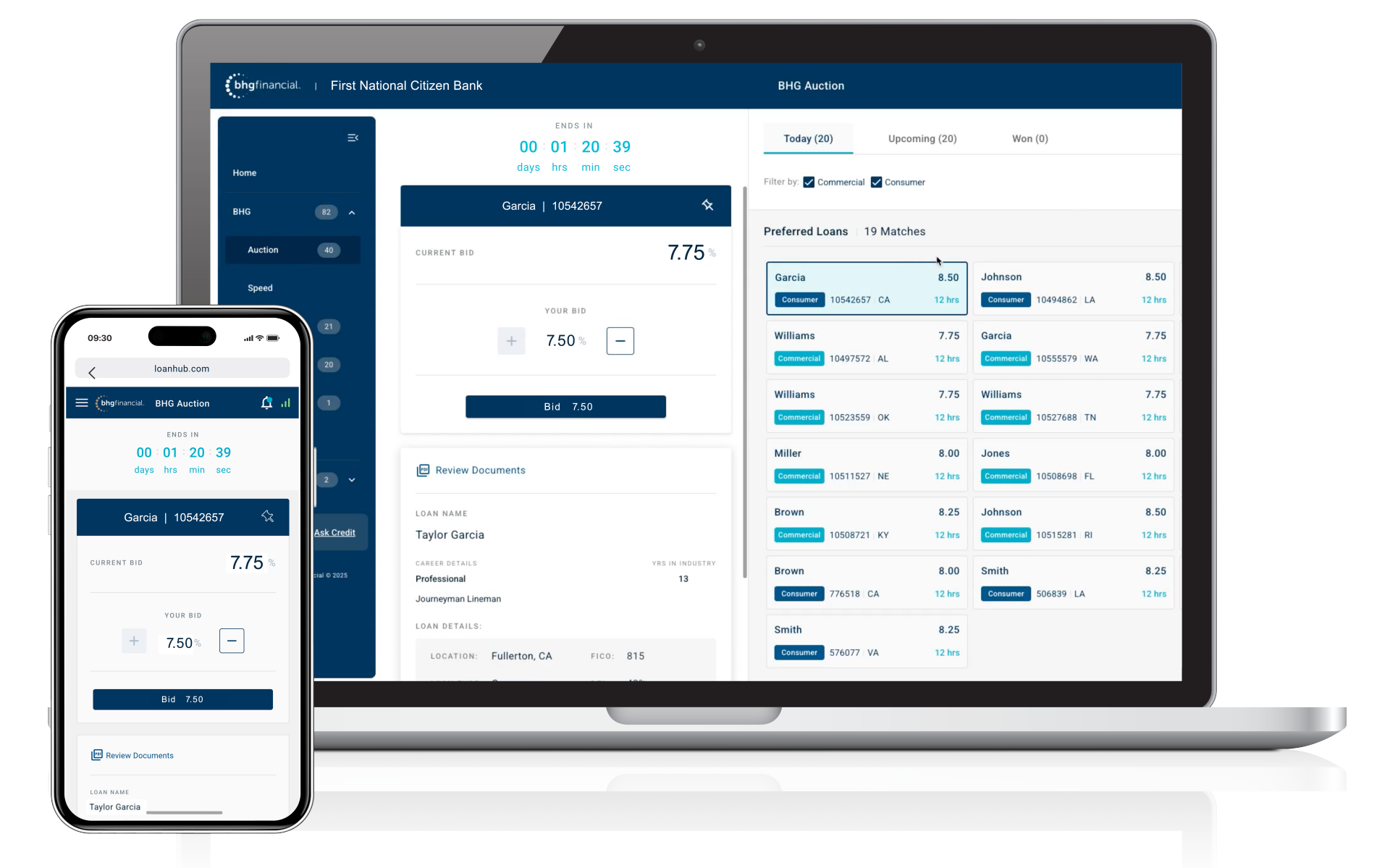 loanhub dashboard in iphone and macbook devices